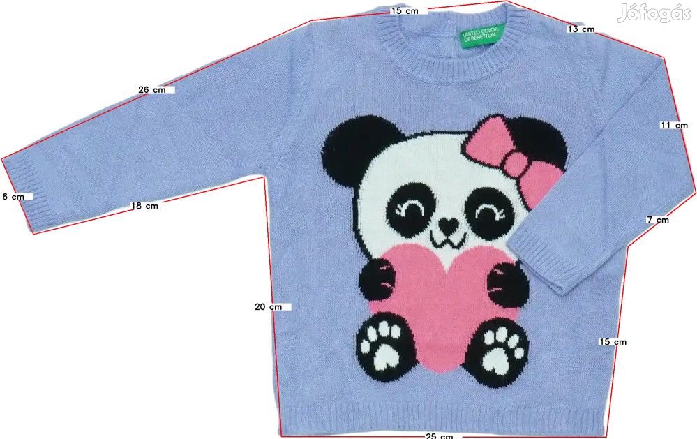 Benetton Új (címkés) Lány Kötött pulcsi (Méret: 80)