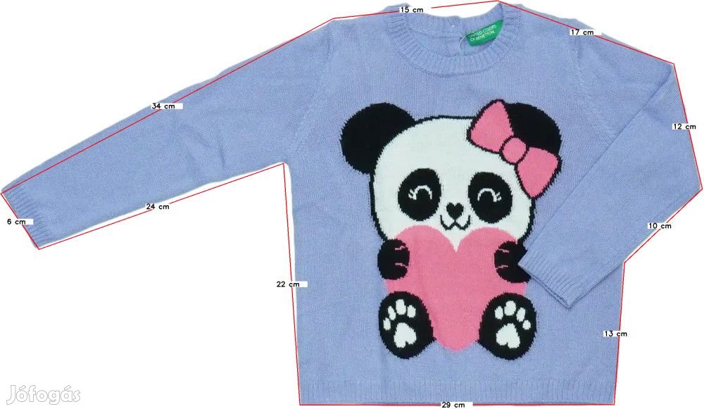 Benetton Új (címkés) Lány Kötött pulcsi (Méret: 92)