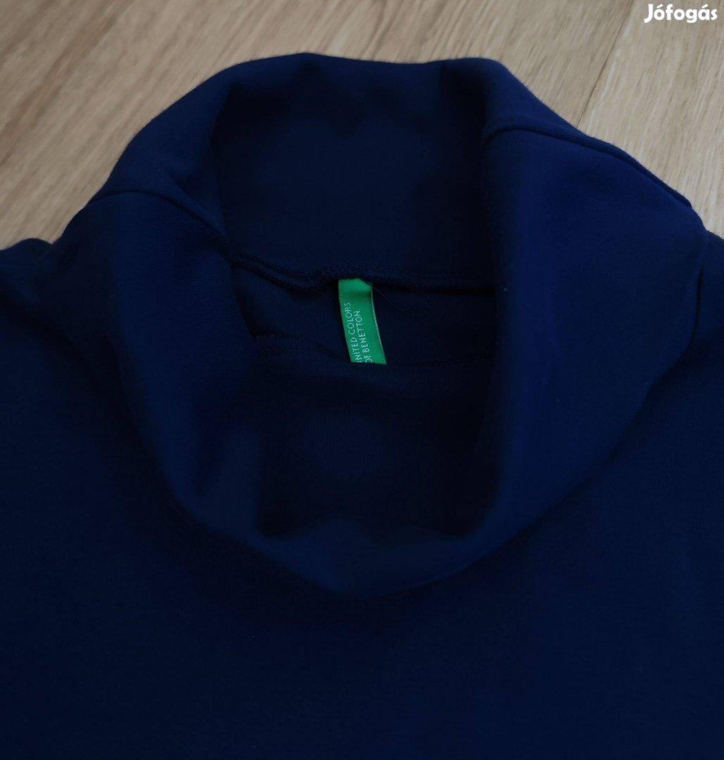 Benetton sötétkék puha pamut női pulóver S
