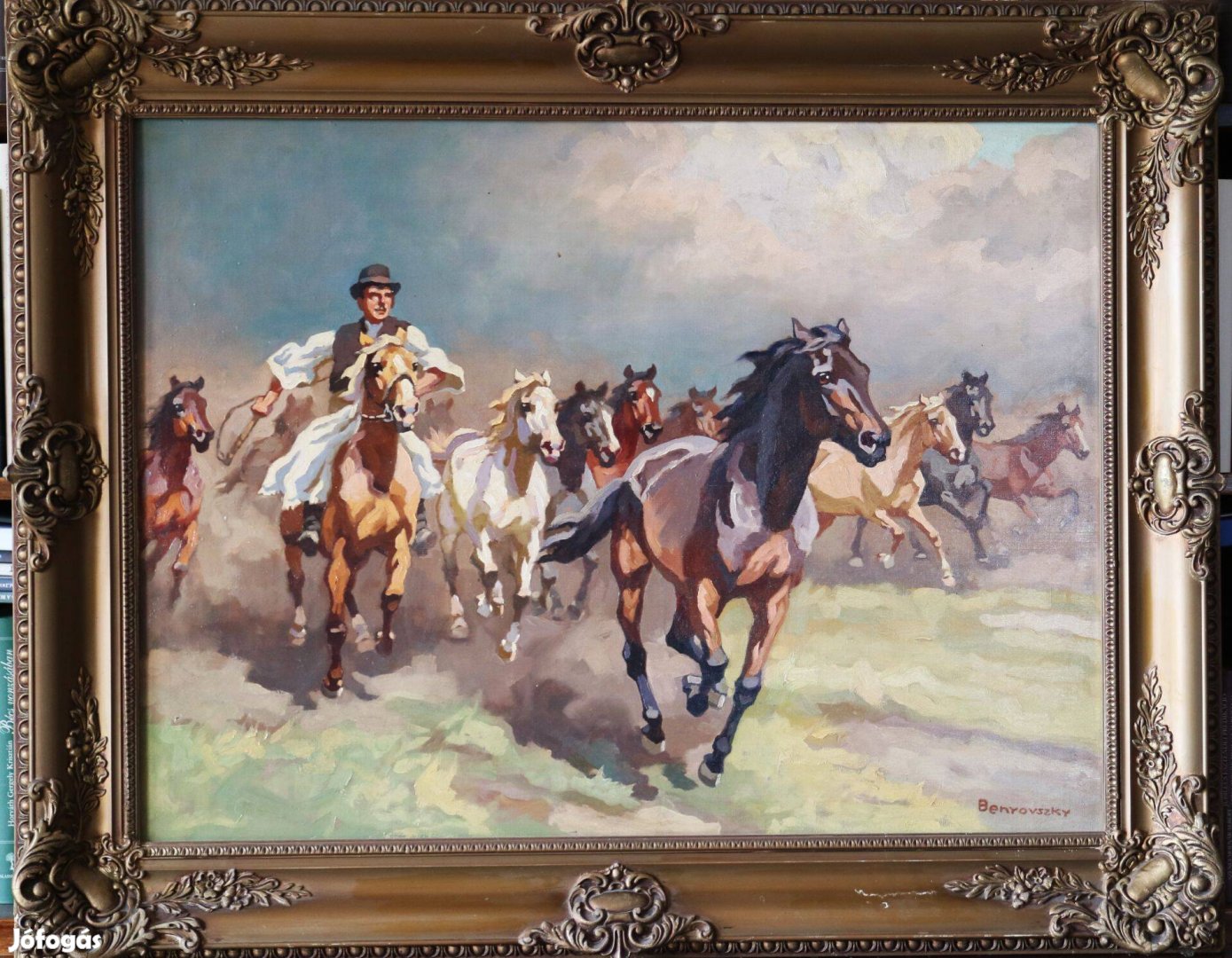Benyovszky István / 1898-1969 /: Vágtató lovak, csikóssal