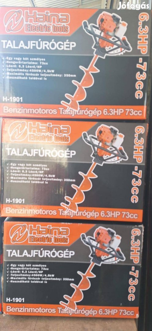Benzines Talajfúró Földfúró talaj fúró 73ccm 6,3LE 3db fúrófejjel