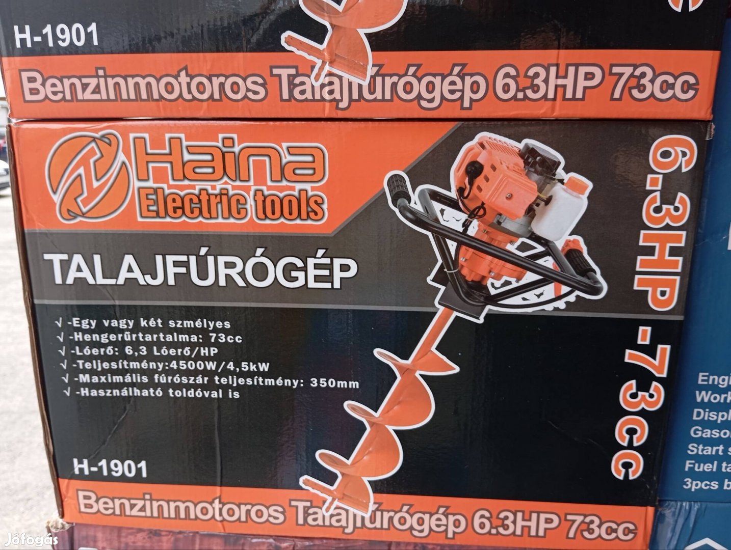Benzines föld fúró gép 3 db fúró szárral 