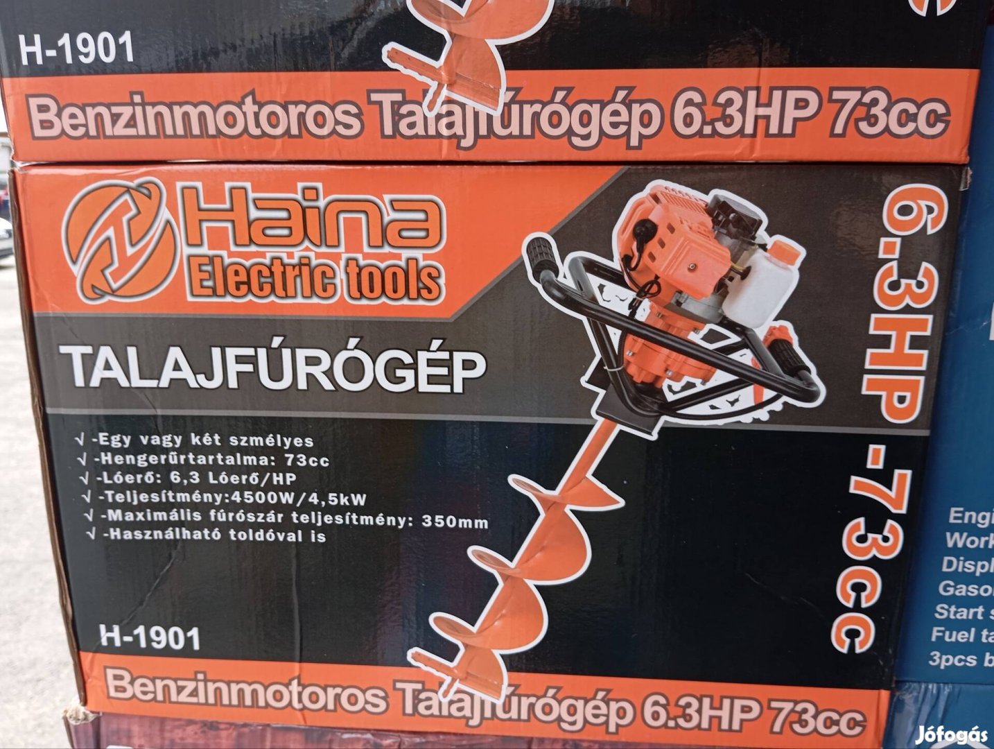 Benzines föld fúró gép 3 db fúró szárral 