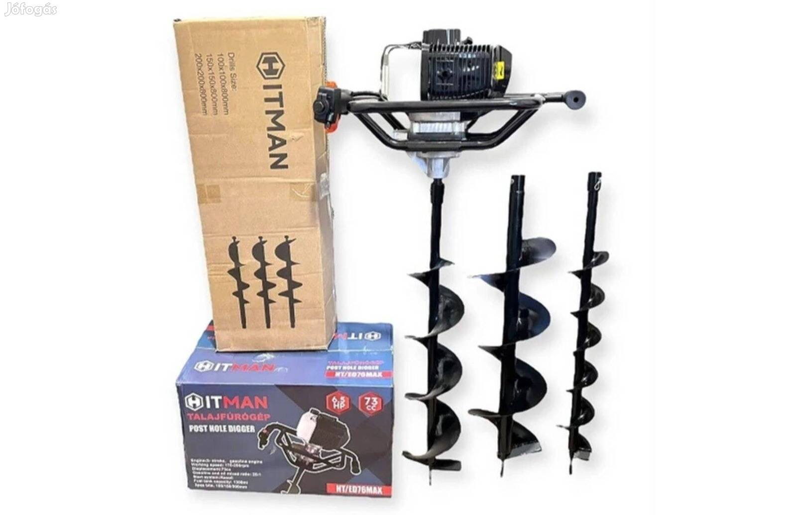 Benzines talajfúró földfúró lyukfúró benzinmotoros talaj fúró+3db szár