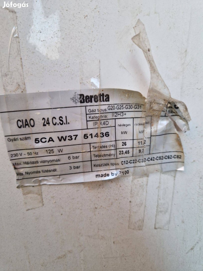 Beretta Ciao 24 CSI alkatrész, gázcső
