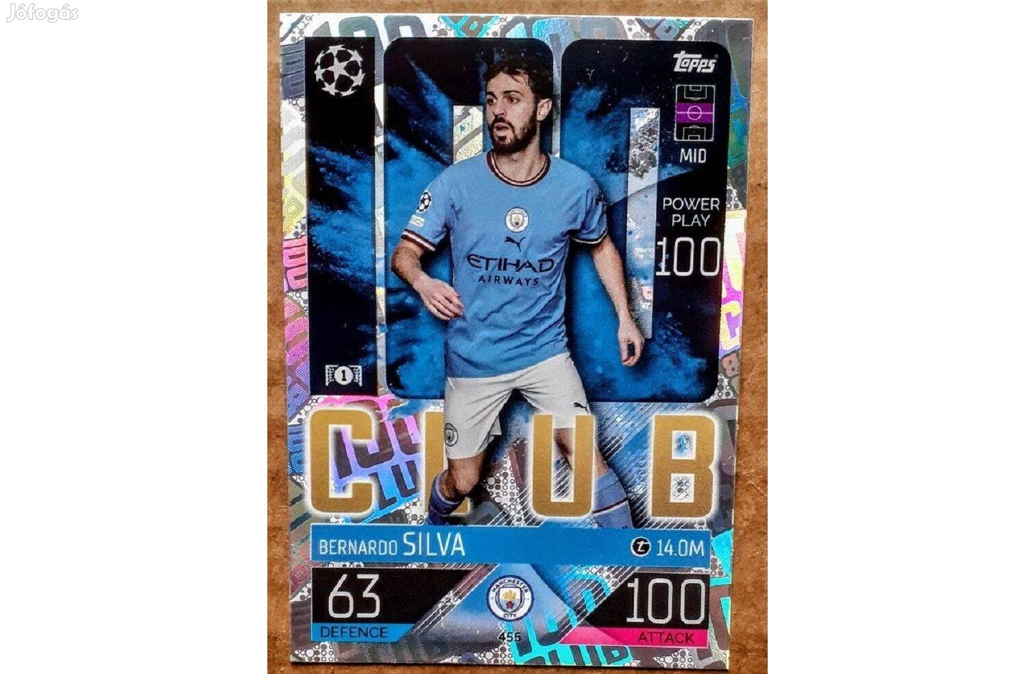 Bernardo Silva Manchester City 100 Club focis kártya Match Attax 2023