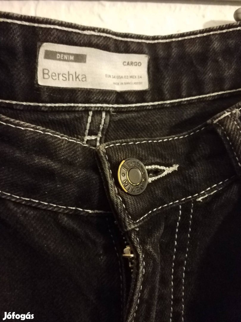 Bershka Cargo farmer fekete zsebes 34 méret