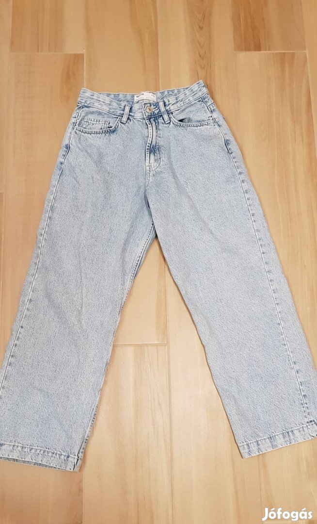 Bershka baggy bőszárú világoskék farmer nadrág 34