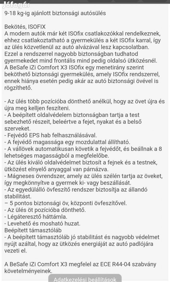Besafe izi comfort x3 isofixes autós gyerekülés.