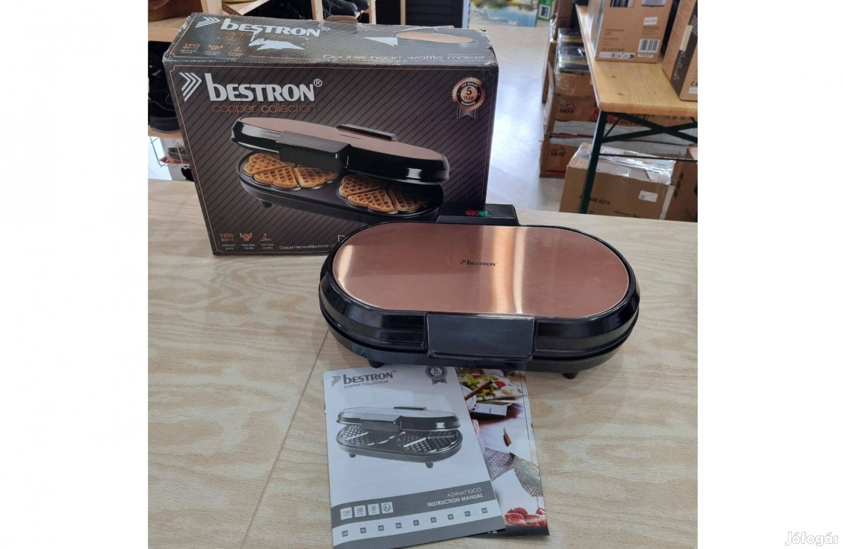 Bestron Adwm730CO Gofrisütő, dupla, szív alakú