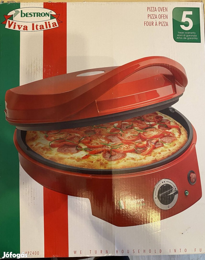 Bestron Apz400 Pizzasütő, 1800W, 27cm átmérőjű, piros