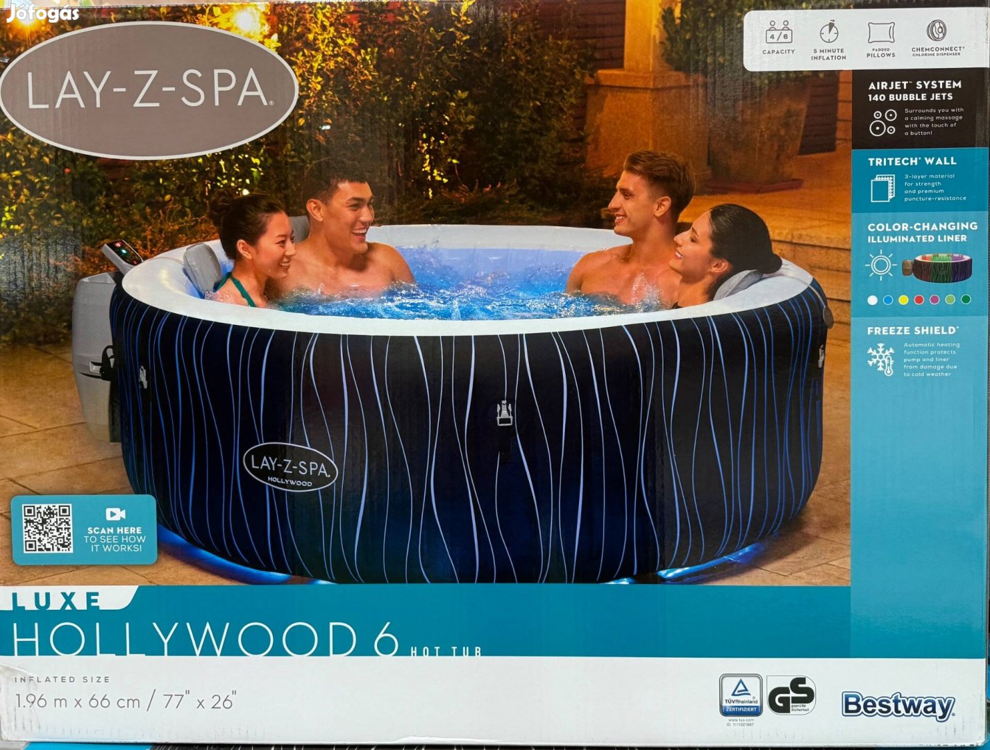Bestway Lay-Z-Spa Hollywood airjet felfújható masszázsmedence