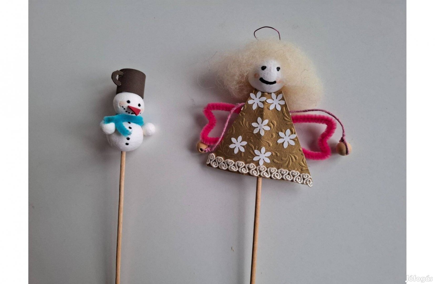 Beszúró dísz angyalka 12 cm hóember 7 cm darabár