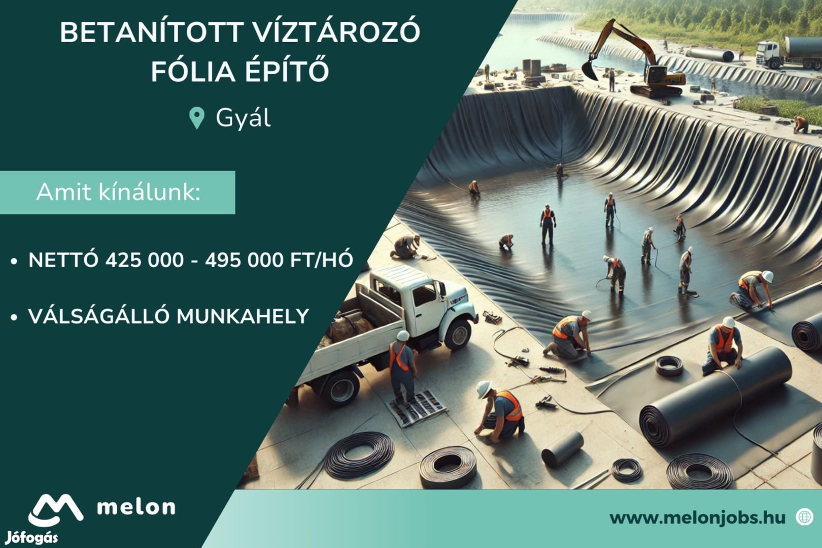 Betanított víztározó fólia építő