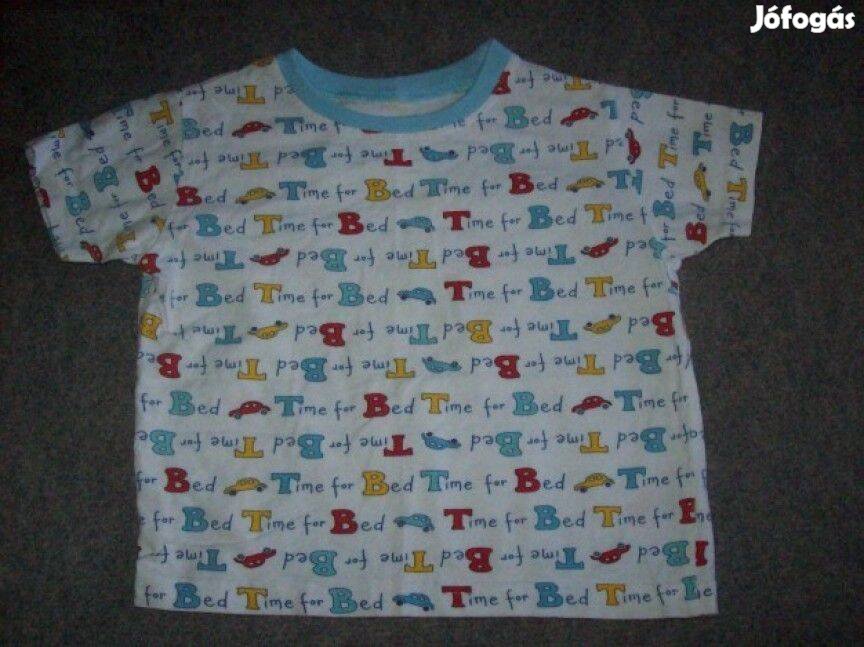 Betű autó mintás fehér póló 9-12 hó méret 80