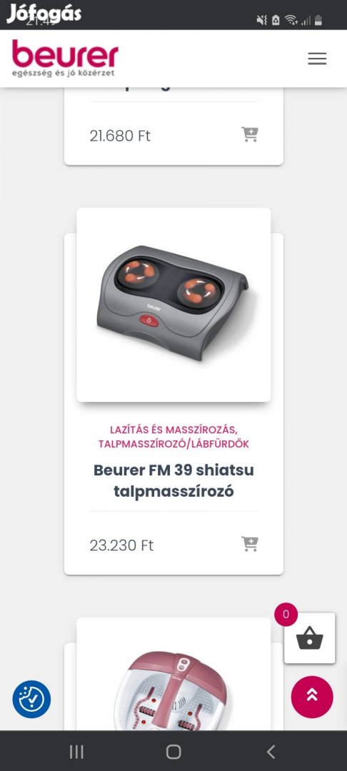 Beurer FM shiatsu talpmasszírozó