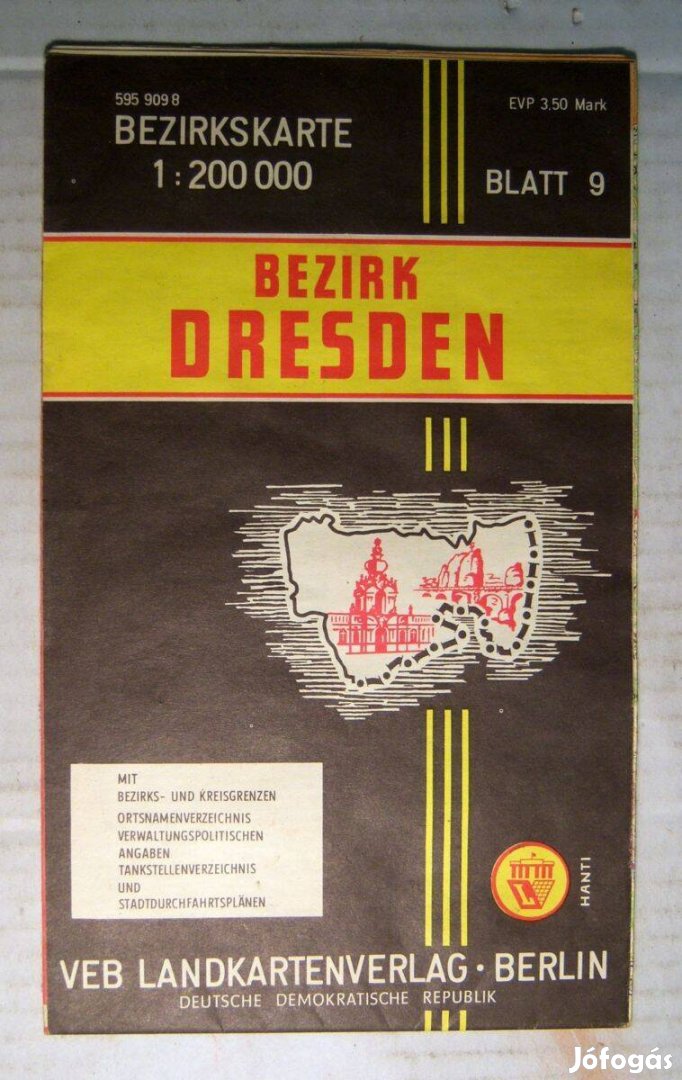 Bezirk Dresden (1976) DDR (térkép)