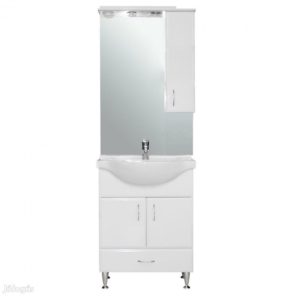 Bianca Plus 65 komplett fürdőszobabútor, magasfényű fehér színben, jo