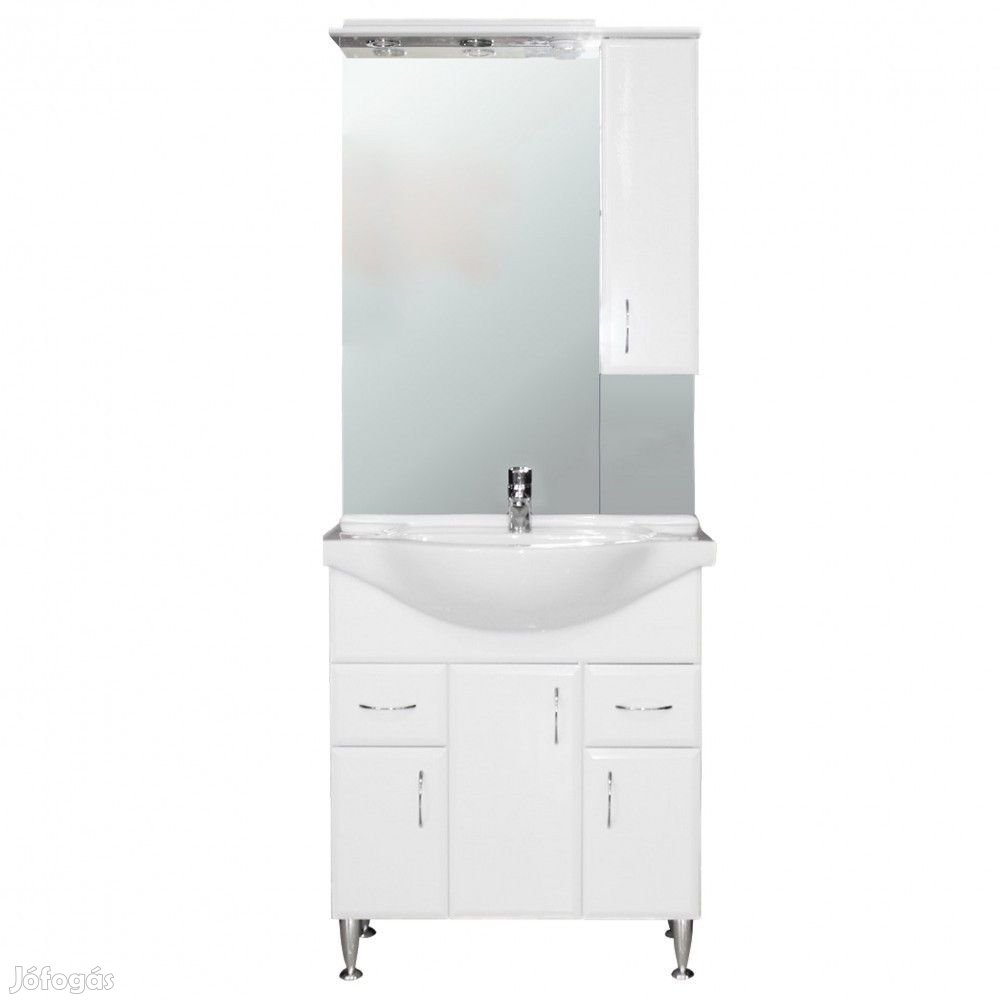 Bianca Plus 75 komplett fürdőszobabútor, magasfényű fehér színben, jo