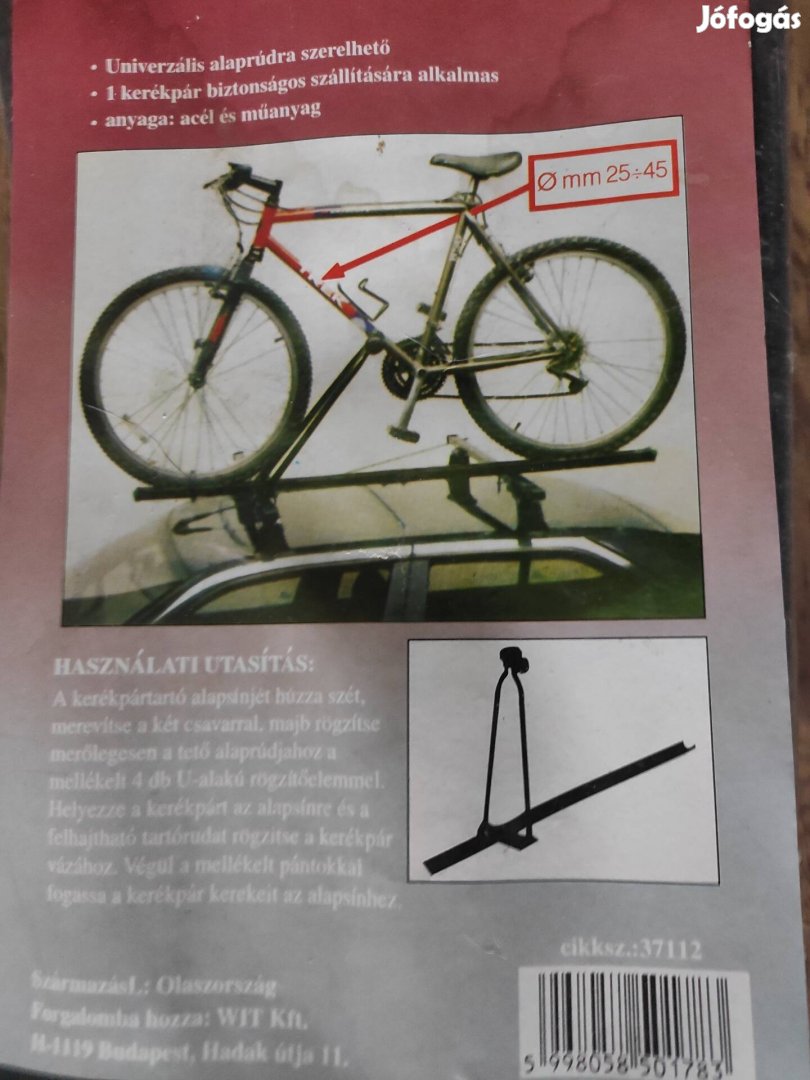 Bicikli tartó sín