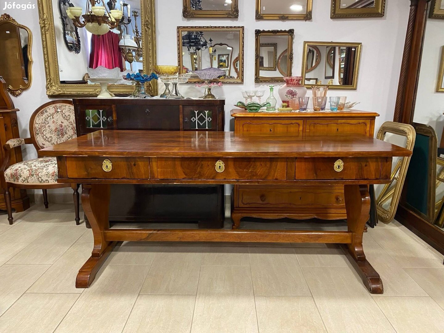 Biedermeier nagyméretű 3 fiókos íróasztal