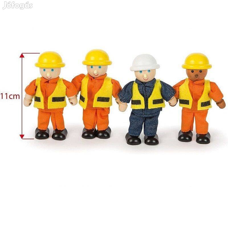 Bigjigs Tidlo fából készült 4 darabos építőmunkás készlet (T0241)