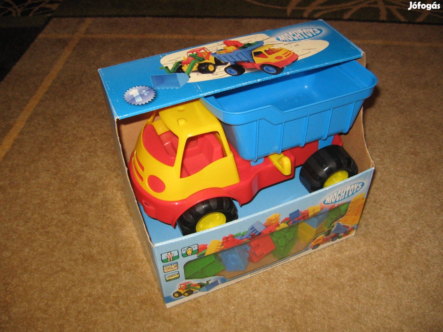 Billenős Teherautó + lego szerű kockák, kisautó