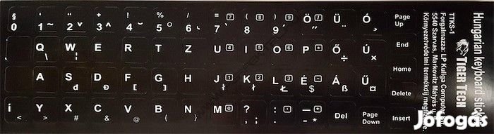 Billentyűzet matrica basic fehér karakter Tiger Tech