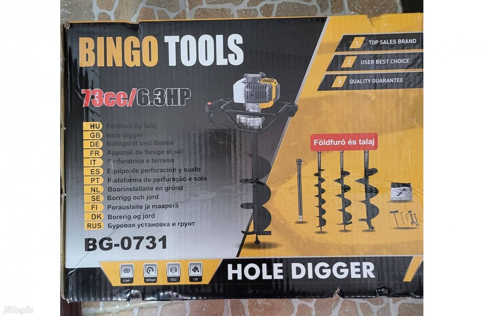 Bingo Tools benzines talajfúró földfúró lyukfúró 6,3LE / 73cm3