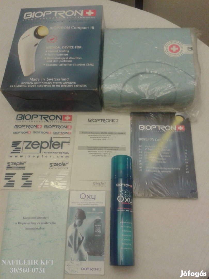 Bioptron Compact lámpa 5 év garanciával, számla, színek, állvány