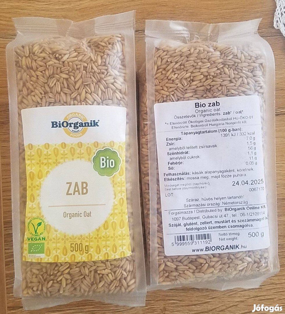 Biorganik bio zab ( 500 g), organikus %% Zabpehely készítéshez is