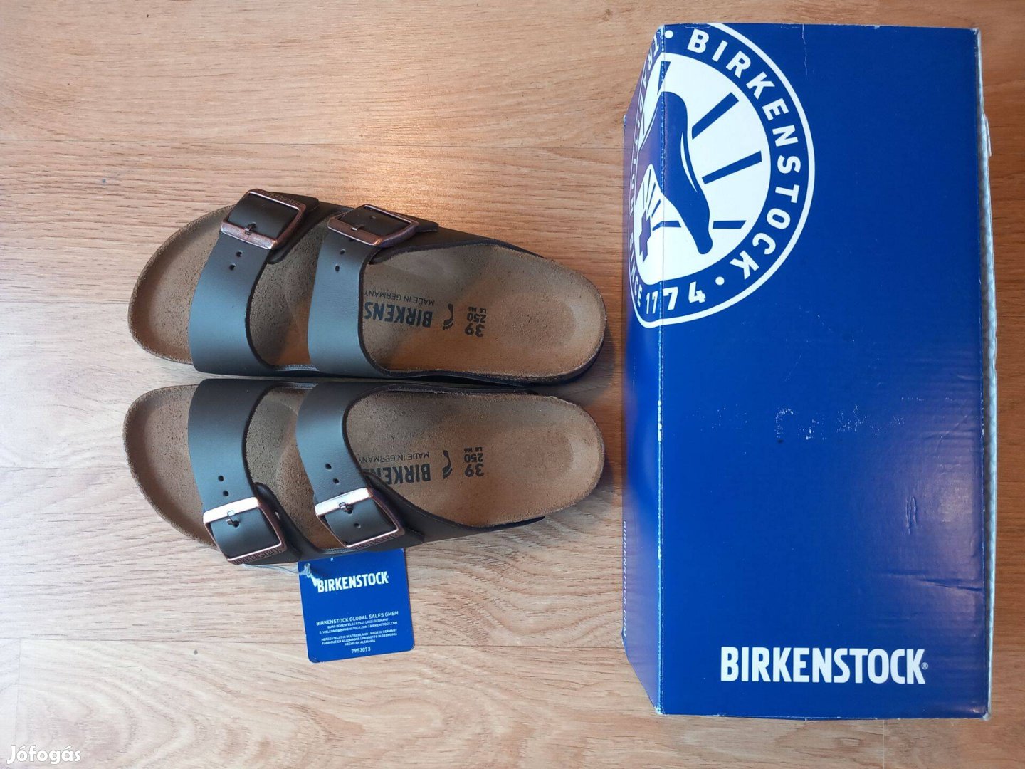 Birkenstock Arizona barna bőr papucs, 39-es, új