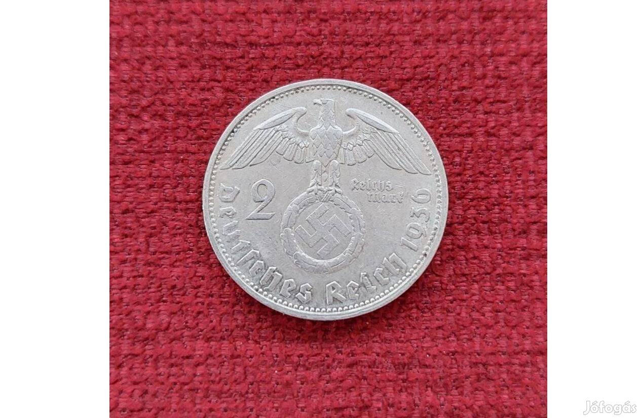 Birodalmi ezüst 2 márka - 1936 G (Ritka)