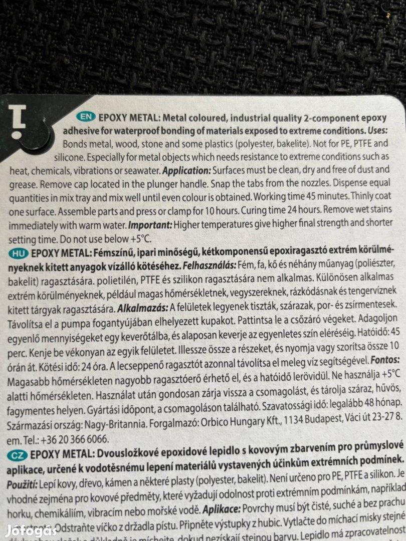 Bison Metál Két Komponensű Epoxy Ragasztó, 24ml