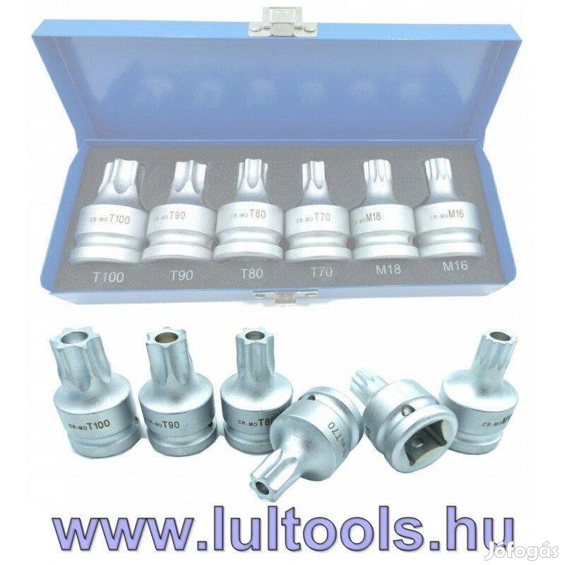 Bit dugókulcs készlet 6 részes Torx és Spline 3/4" Crmo