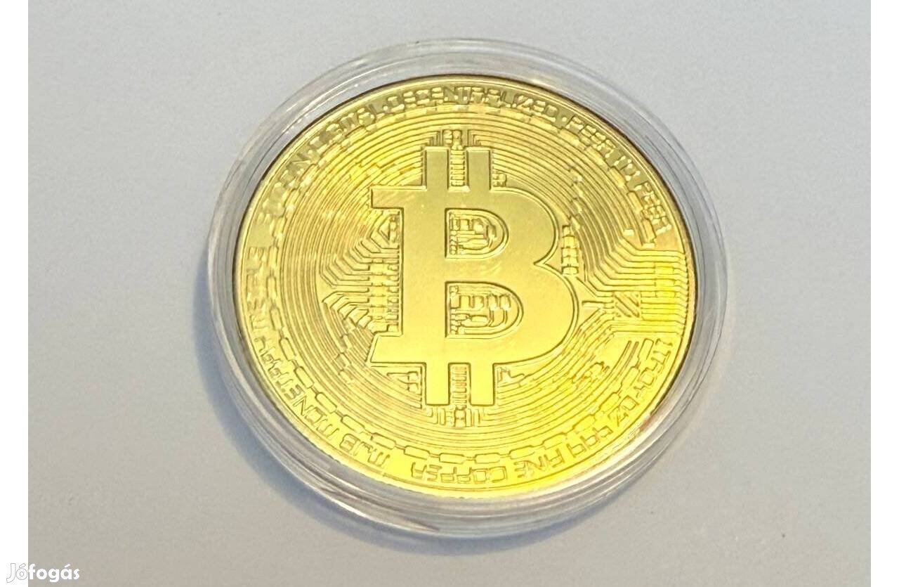 Bitcoin arany színű emlékérem emlék érme érem érmekapszula