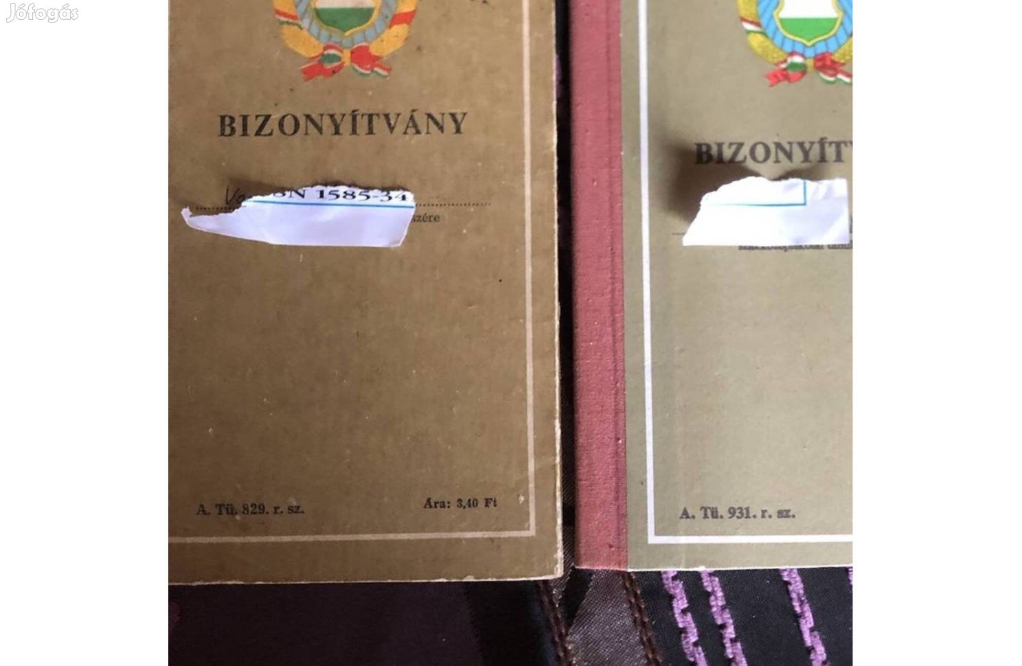 Bizonyítvány a 80-as évekből 1000 Ft /db