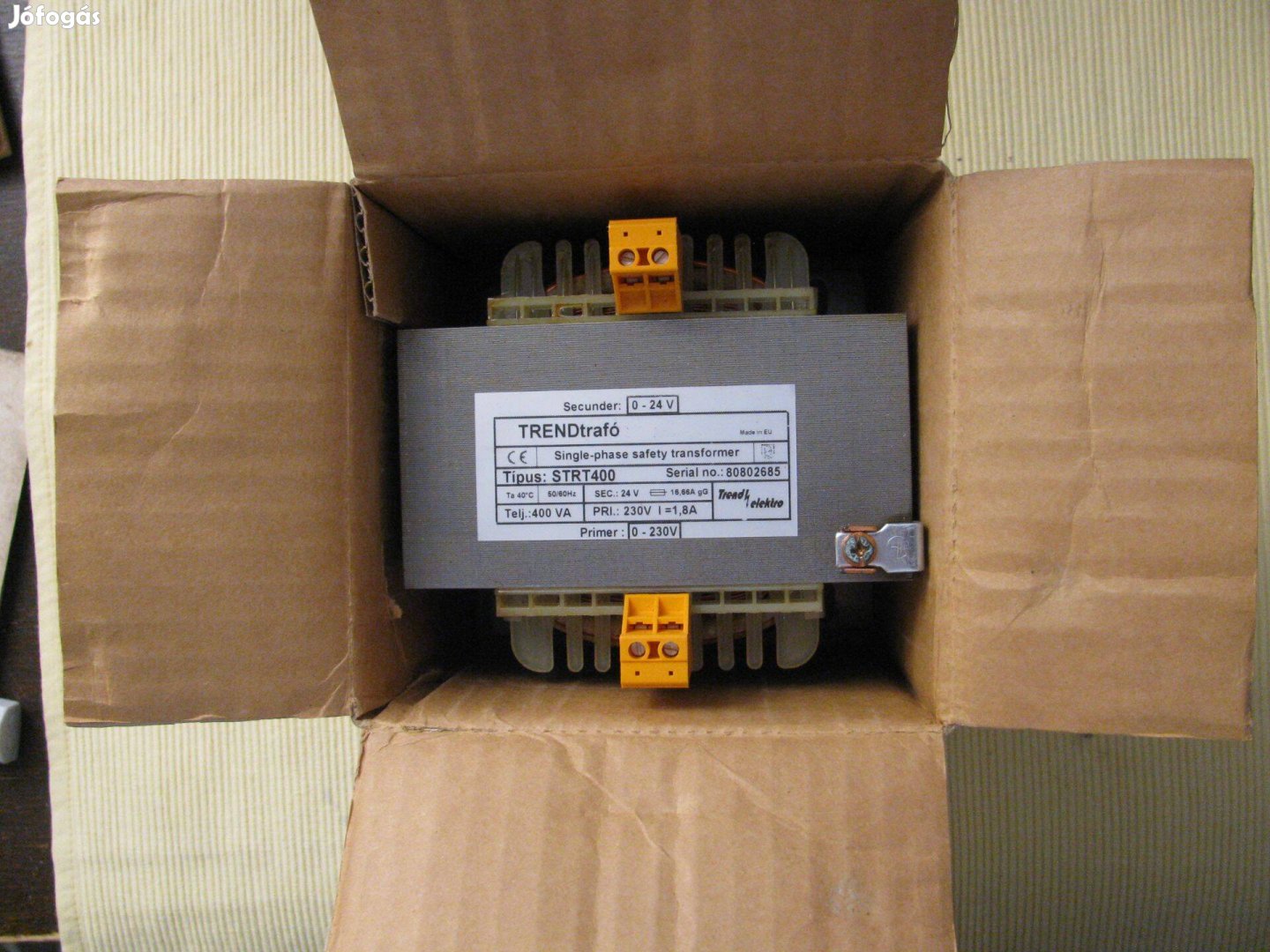 Biztonsági transzformátor, trafó 230V 24V 400watt új