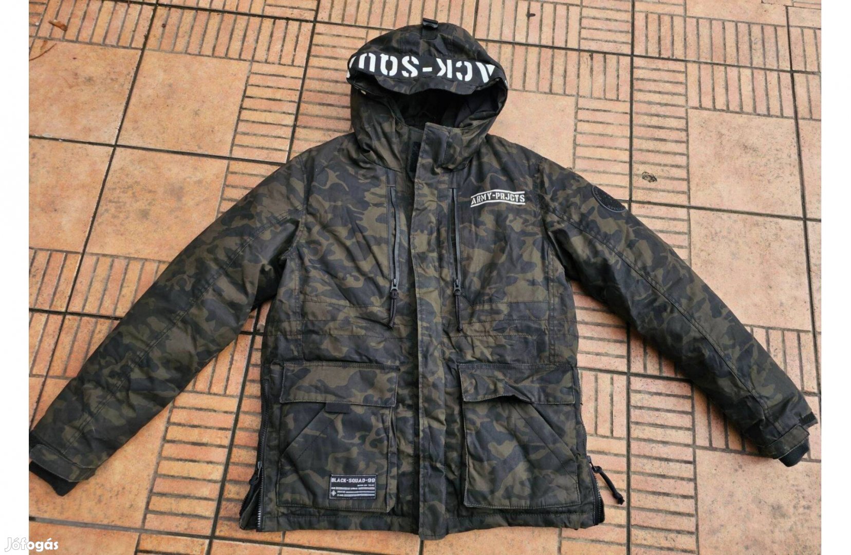 Black Squad army kapucnis bélelt terepszínű télikabát M L