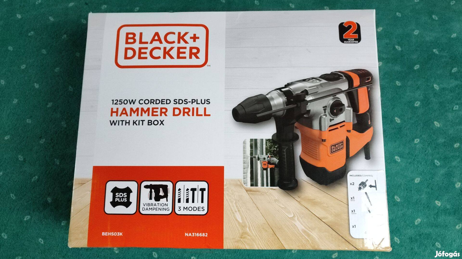 Black & Decker Behs03K-QS Fúró-vésőkalapács SDS-Plus (3,7J/1250W) koff