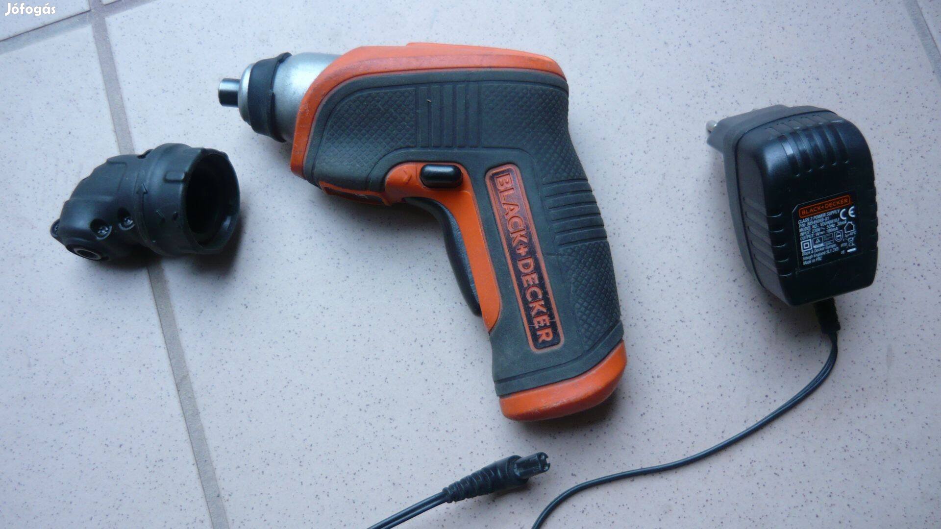 Black & Decker akkus csavarozó Hiás hajtás!+sarokadapter,töltő 4e