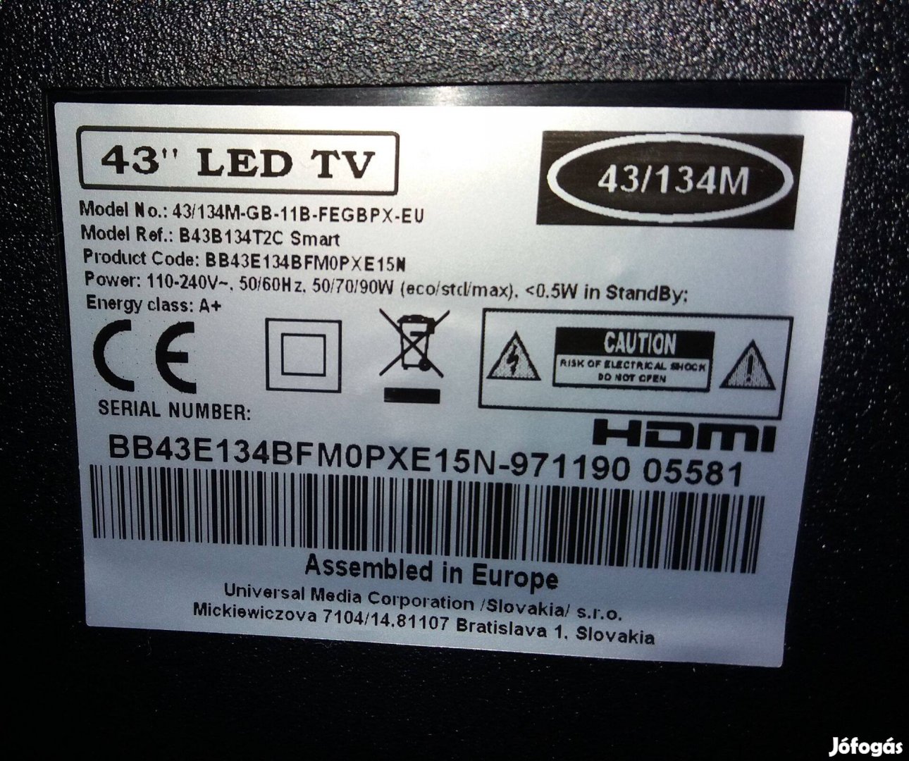 Blaupunkt 43" LED tv törött Új háttér világítás main elkelt!