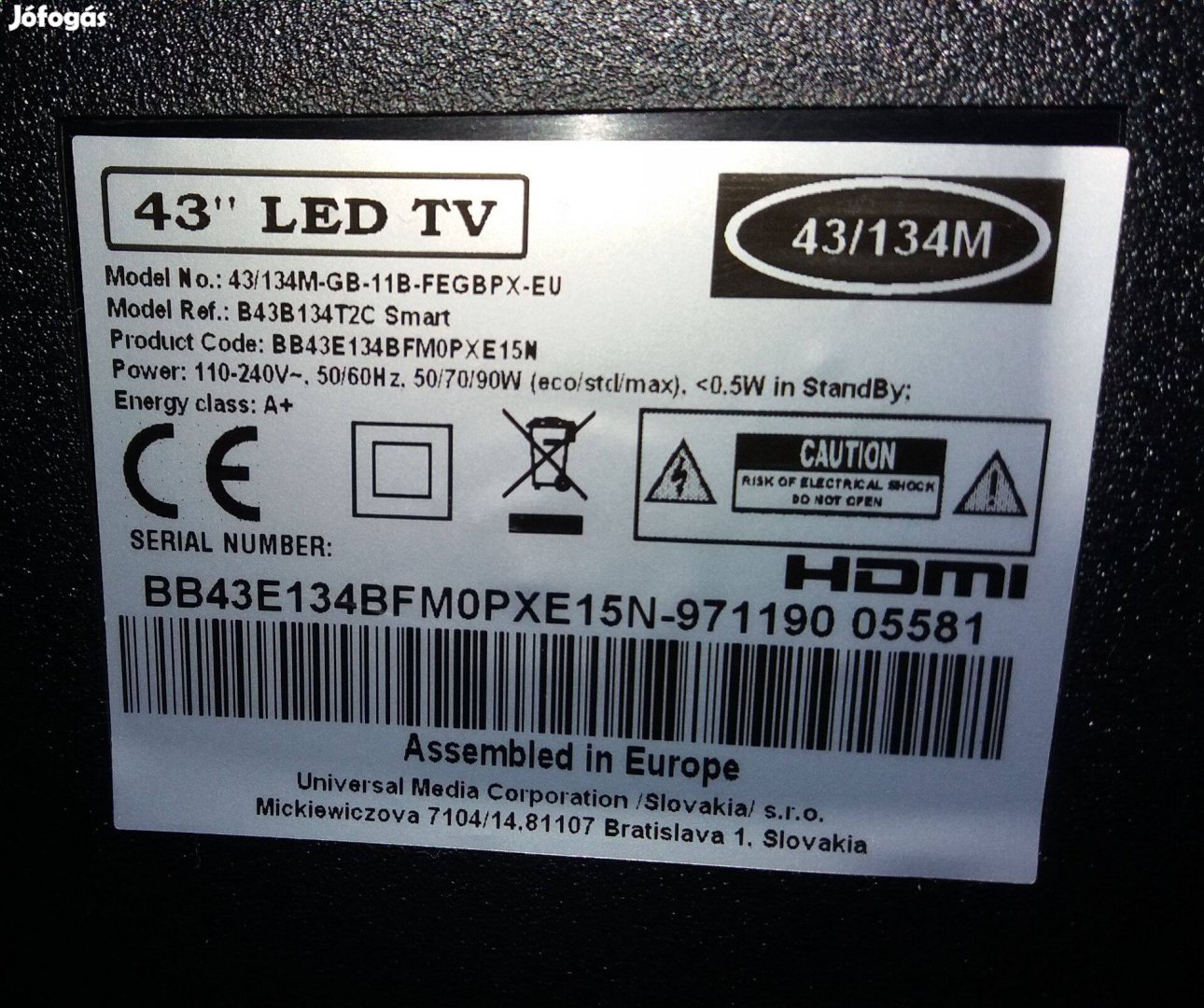 Blaupunkt 43" LED tv törött Új háttér világítás main elkelt!