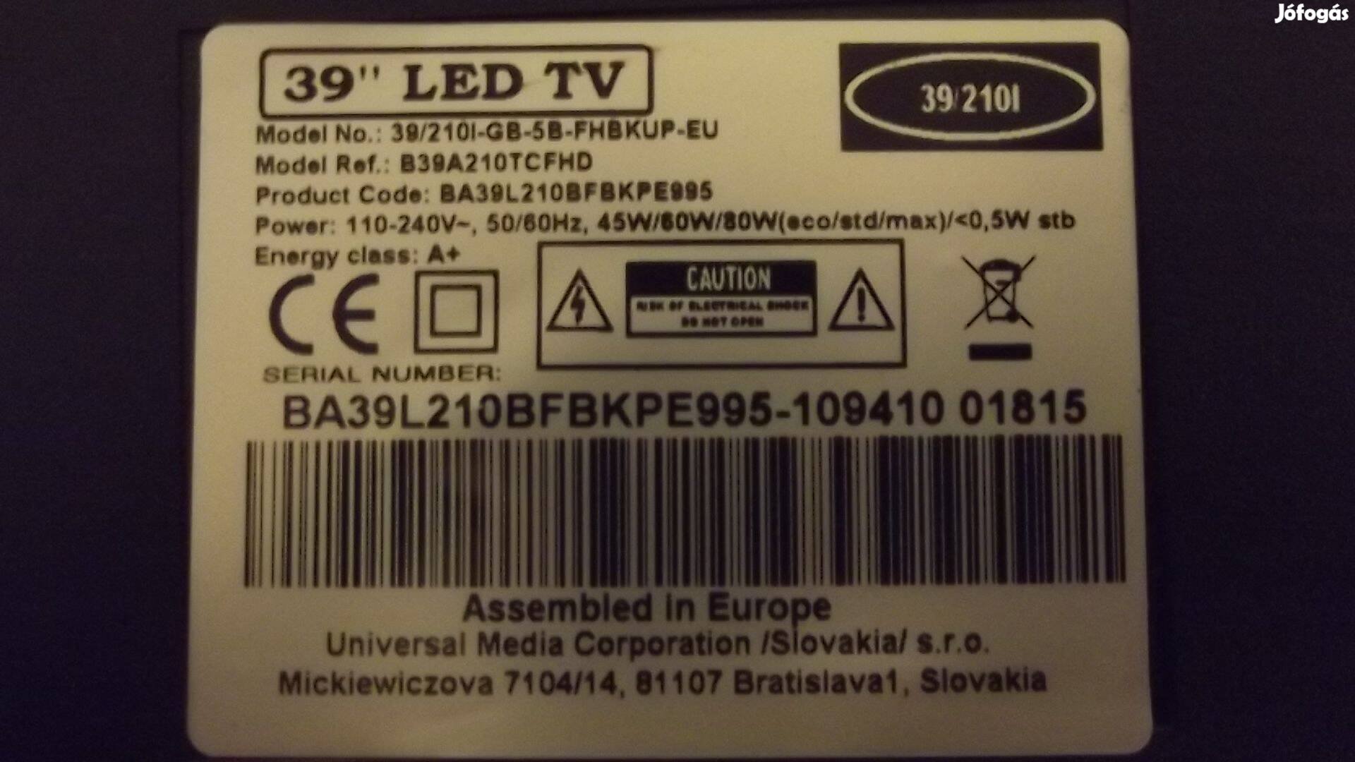 Blaupunkt LED TV 39" Alkatrésznek vagy javításra