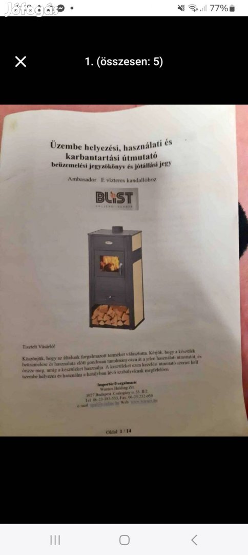 Blist vizteres kandalló 22kw