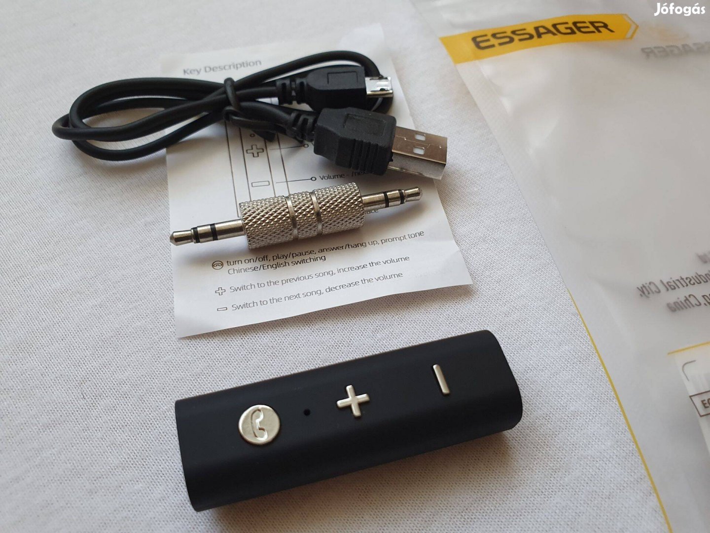 Bluetooth 5.0 sztereó audio vevő adapter 3,5mm jack dugó