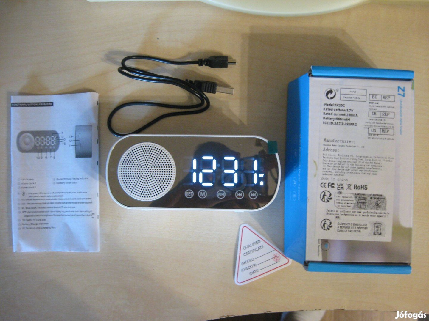 Bluetooth Zenelejátszó Rádió Óra Ébresztőóra Hangszóró Kártyáról is le
