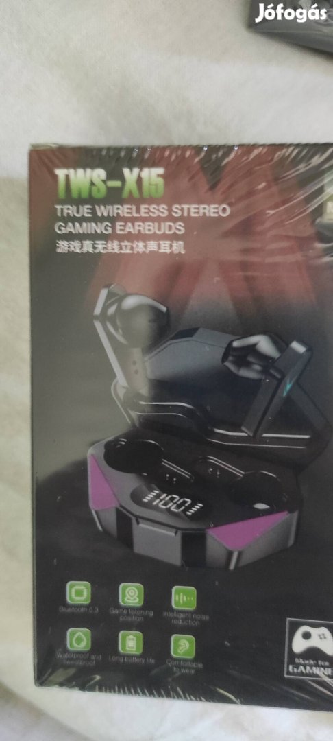 Bluetooth fülhallgató, fekete.