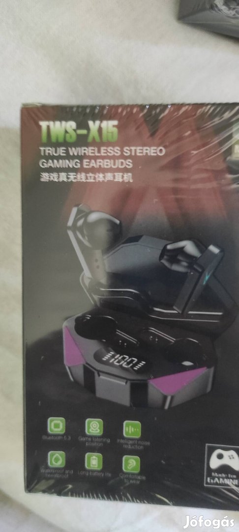 Bluetooth fülhallgató, rgb színes tokkal 