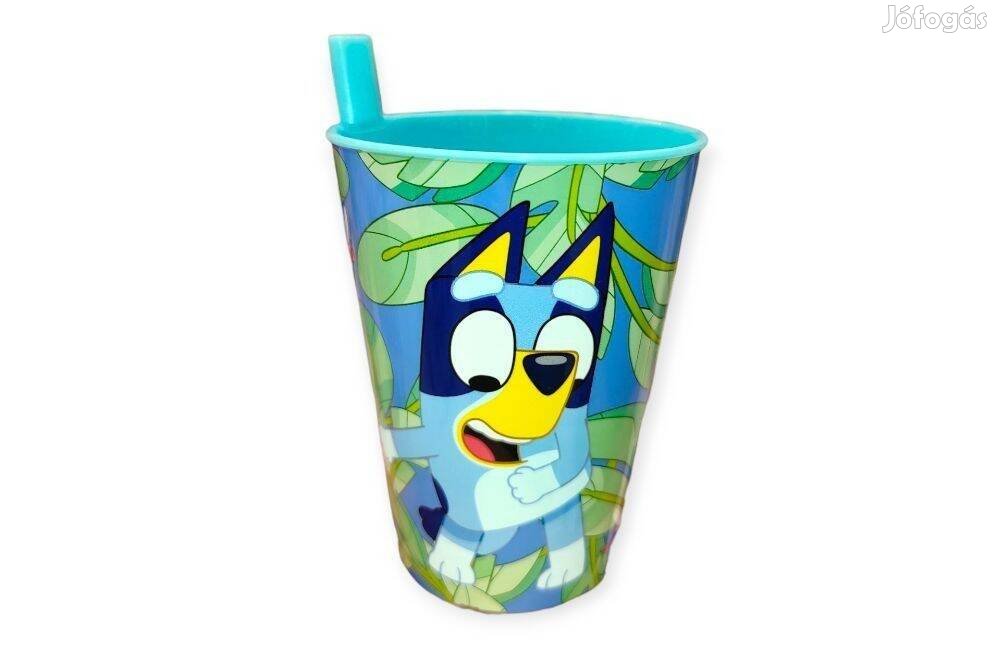 Bluey Blue szívószálas műanyag pohár gyerekeknek 260 ml